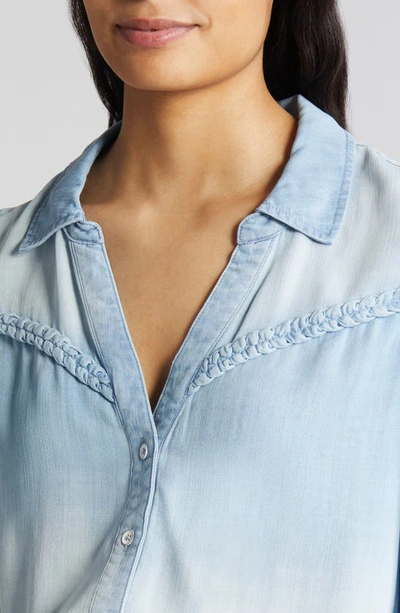 Shop Wit & Wisdom Blouson Sleeve Western Button-up Shirt In Light Powder Blue