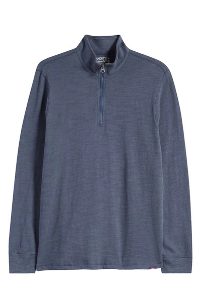 Shop Faherty Sunwashed Quarter Zip Pullover In Blue Nights