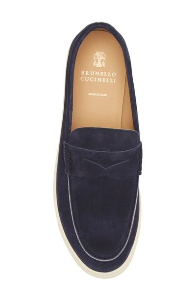 Shop Brunello Cucinelli Suede Slip-on Deck Shoe In C6757 Pilota