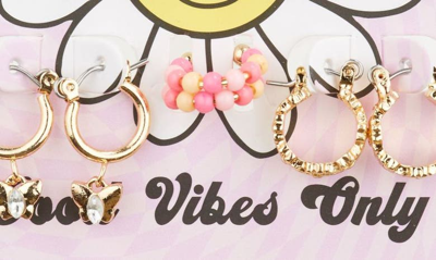 Shop Capelli New York Kids' Set Of 9 Good Vibes Only Mixed Earrings In Gold Combo