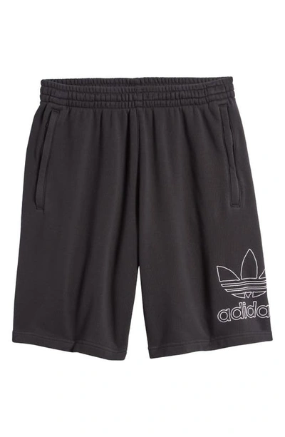 Shop Adidas Originals Trefoil Embroidered Sweat Shorts In Black/ White