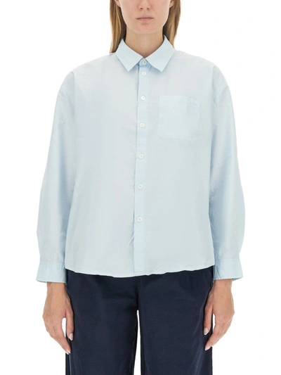 Shop Apc A.p.c. Boyfriend Fit Shirt In Azure