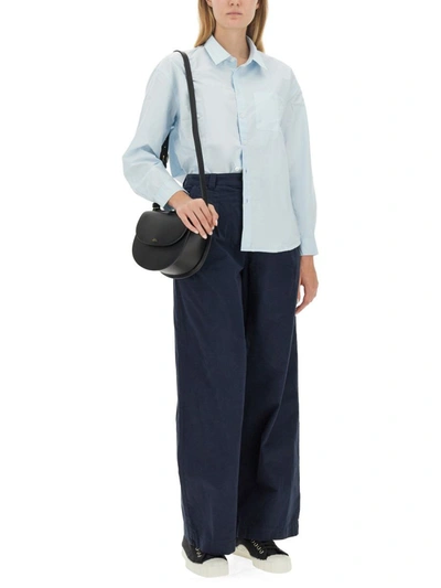 Shop Apc A.p.c. Boyfriend Fit Shirt In Azure