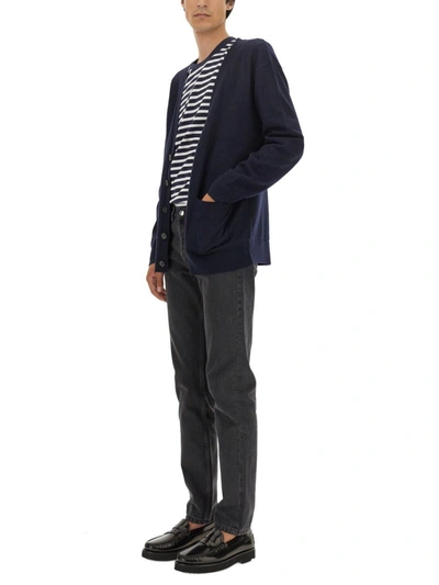Shop Apc A.p.c. Cardigan With Logo In Blue