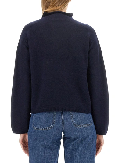 Shop Apc A.p.c. Jersey With Logo In Blue