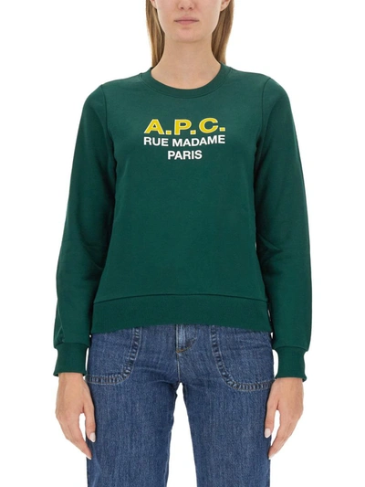 Shop Apc A.p.c. Sweatshirt With Logo In Green