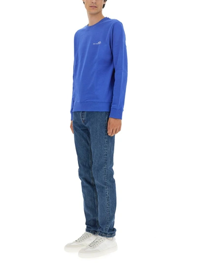 Shop Apc A.p.c. Sweatshirt With Logo In Blue
