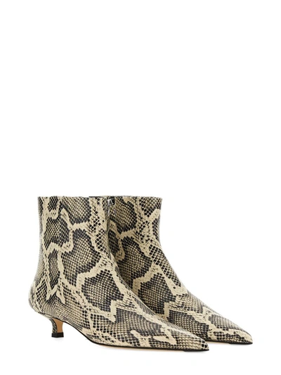 Aeyde Sofie Snake Print Calf Leather Creamy Shoes In White