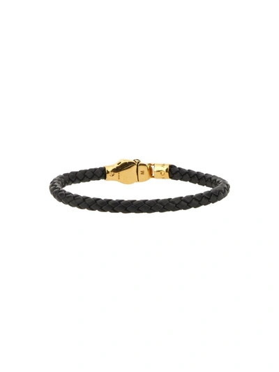 Shop Alexander Mcqueen Braided Leather Bracelet In Black