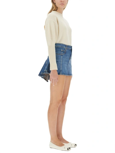 Shop Alexander Mcqueen Denim Flared Skirt In Blue