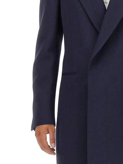 Shop Alexander Mcqueen Double-breasted Coat In Blue