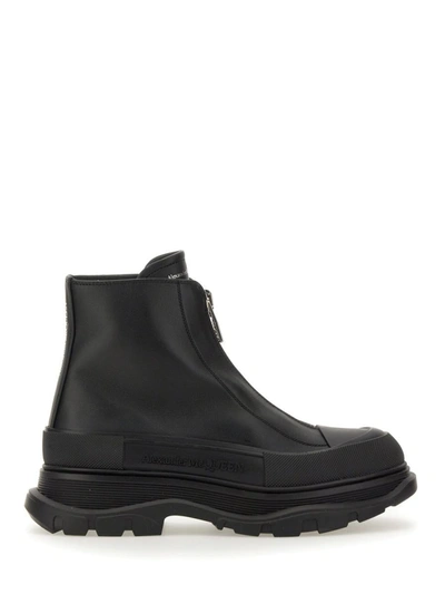 Shop Alexander Mcqueen Leather Boot In Black