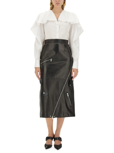 Shop Alexander Mcqueen Shirt With Drape In White