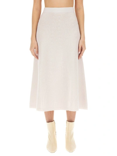 Shop Alysi Midi Skirt In Ivory