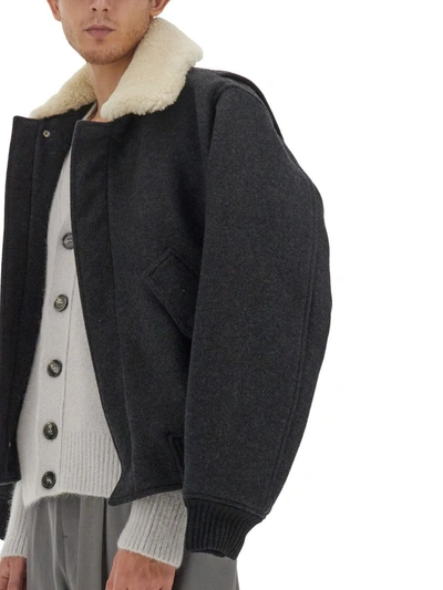 Shop Ami Alexandre Mattiussi Ami Paris Jacket With Shearling Collar Unisex In Grey