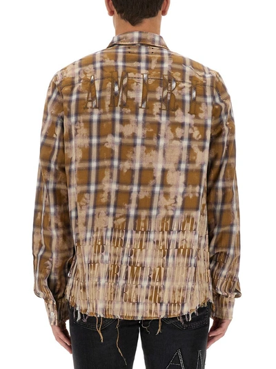Shop Amiri Flannel Shirt In Brown