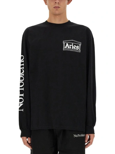 Shop Aries Sweatshirt With Logo Print In Black