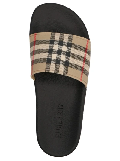 Shop Burberry 'furley' Slides In Multicolor