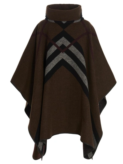 Shop Burberry 'wootton' Poncho In Brown