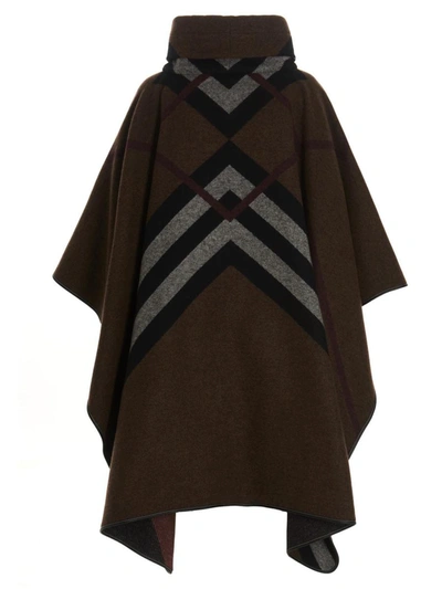 Shop Burberry 'wootton' Poncho In Brown