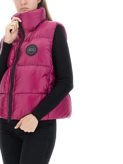 Shop Canada Goose "cypress" Down Vest With Logo In Fuchsia