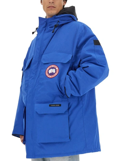 Shop Canada Goose Parka With Logo In Blue