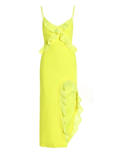 Shop David Koma 'crossbody & Open Leg Ruffle Detail' Dress In Yellow