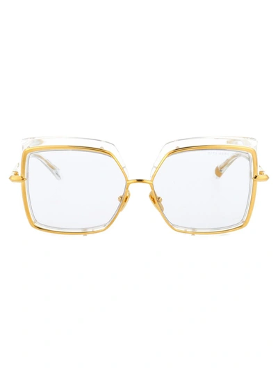 Shop Dita Sunglasses In Crystal Clear - Yellow Gold