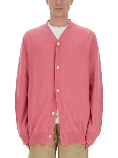 Shop Comme Des Garçons Wool Cardigan In Pink