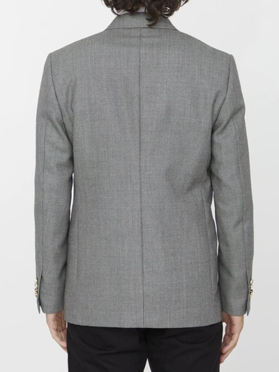 Lardini Double-breasted Jacket In Wool Silk And Linen In White