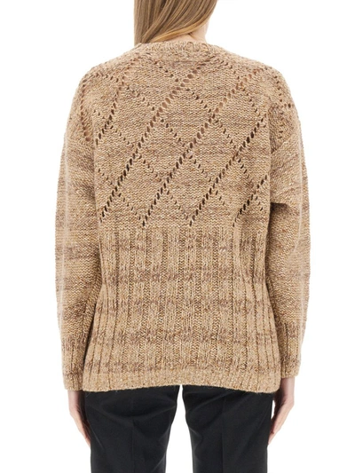 Cormio Oversize Knitwear Crew Neck Diamond Pattern In Neutral