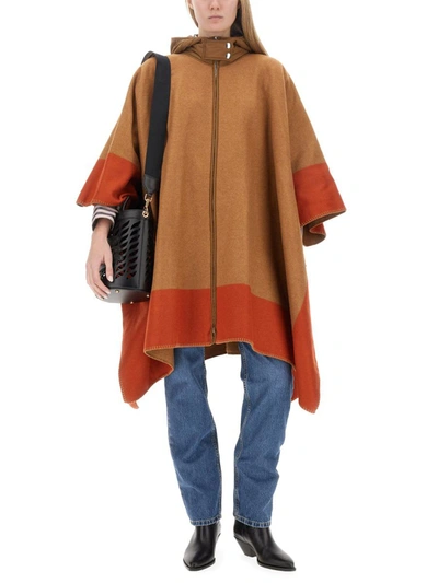 Shop Etro Cape With Logo In Brown