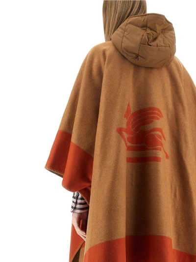Shop Etro Cape With Logo In Brown