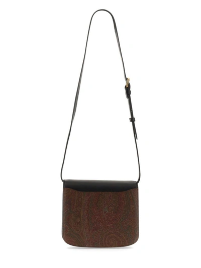 Etro Canvas And Leather Adjustable Crossbody Bag In Black