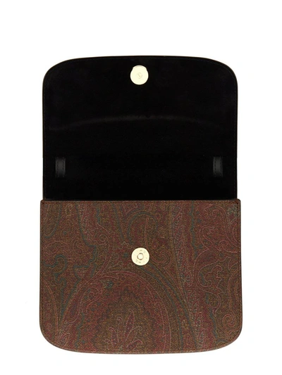 Etro Canvas And Leather Adjustable Crossbody Bag In Black