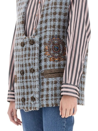 Shop Etro Houndstooth Over Vest In Multicolour