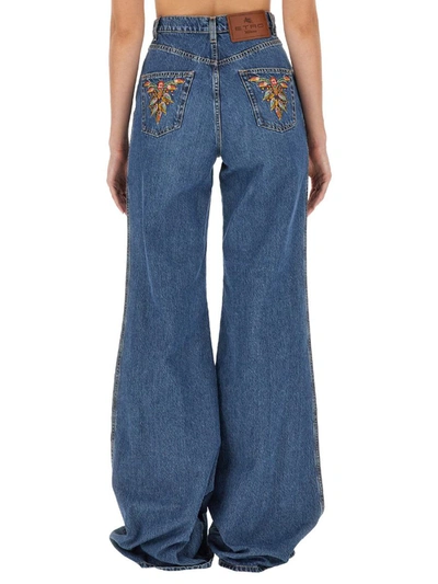 Shop Etro Jeans With Foliage Pockets In Blue