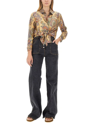 Shop Etro Jeans With Foliage Pockets In Black