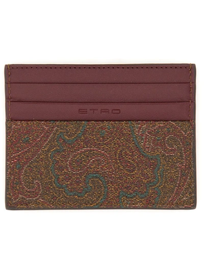 Shop Etro Paisley Card Holder In Red