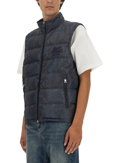 Shop Etro Paisley Print Vest In Blue