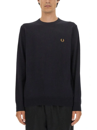 Shop Fred Perry Jersey With Logo Embroidery In Blue