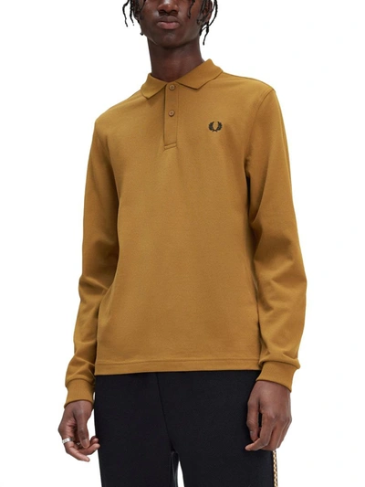 Shop Fred Perry Polo With Logo In Brown