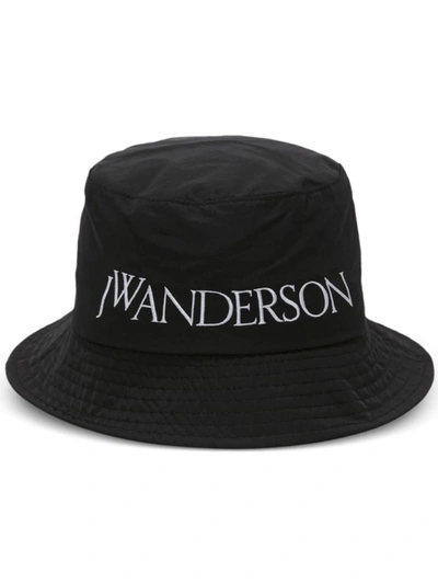 Shop Jw Anderson J.w. Anderson Logo-embroidered Tonal-stitching Bucket Hat In Black
