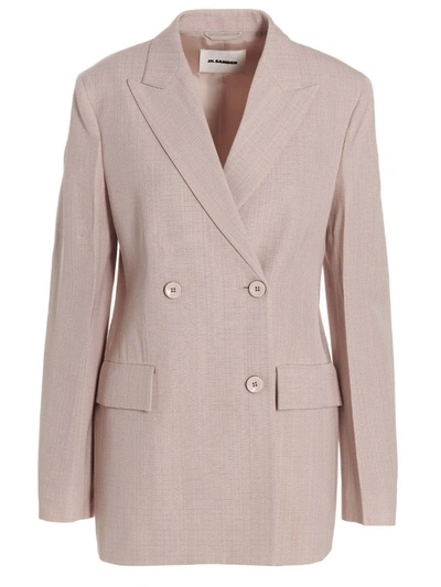 Shop Jil Sander Double Breast Blazer Jacket In Pink