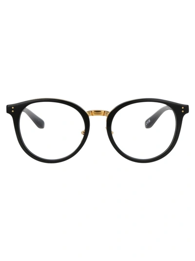 Shop Linda Farrow Optical In Black/yellowgold/optical