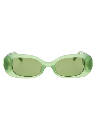 Shop Linda Farrow Sunglasses In Green/greencrytal/green