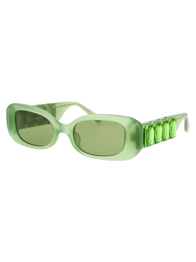 Linda Farrow Lola Sunglasses In Green/greencrytal/green