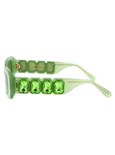 Shop Linda Farrow Sunglasses In Green/greencrytal/green