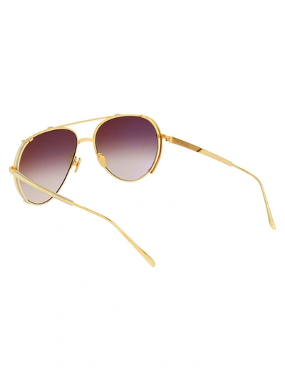 Shop Linda Farrow Sunglasses In Yellowgold/whitegold/mochagrad