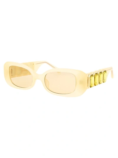 Linda Farrow Lola Sunglasses In Yellow/yellowcrystal/yellow